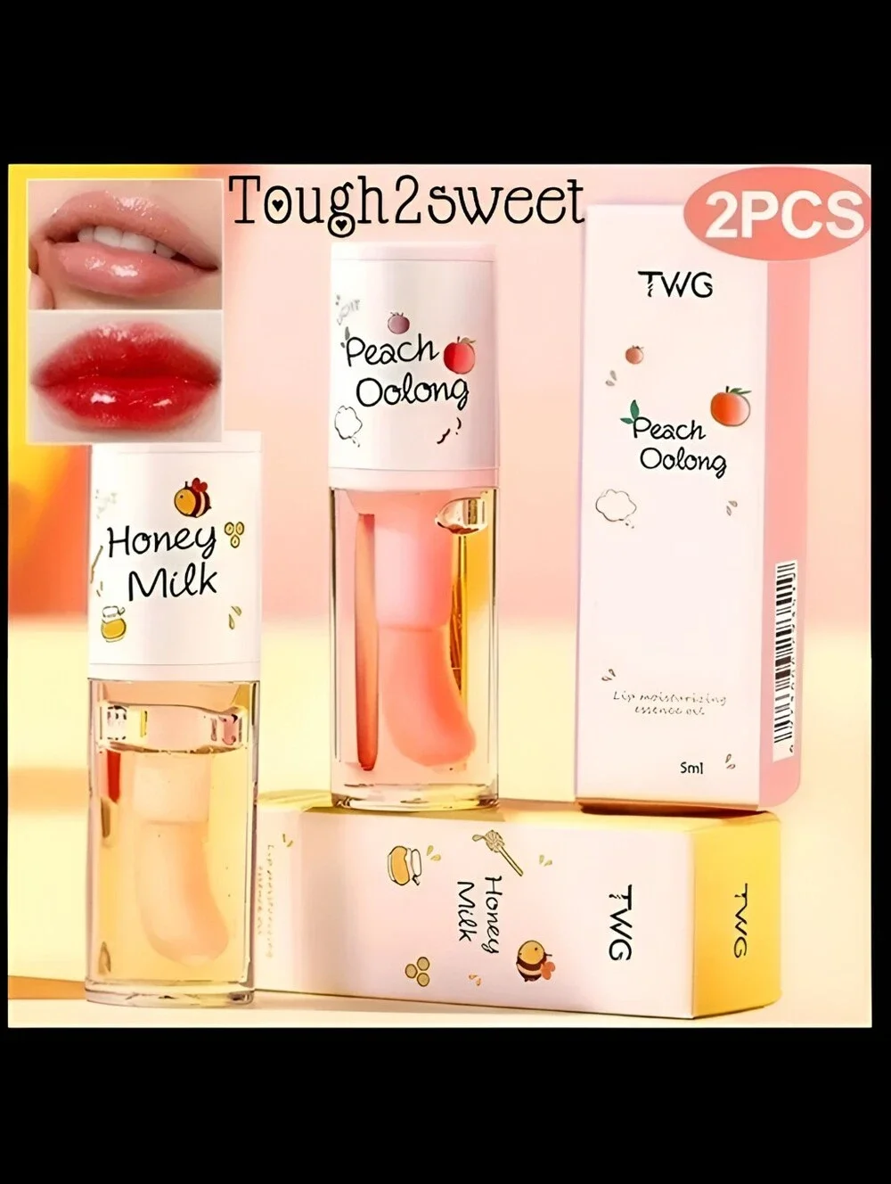 🆕️LAST SET💗~ PEACH OOLONG & HONEY MILK MOISTURIZING LIPGLOSS~ 1 OF EACH IN BOX